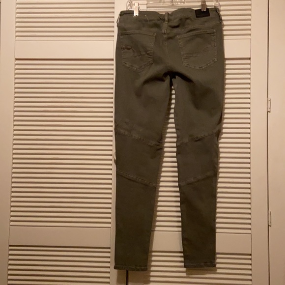 AMERICAN EAGLE Olive Green Moto Skinny Jeans Jegging - Picture 2 of 11
